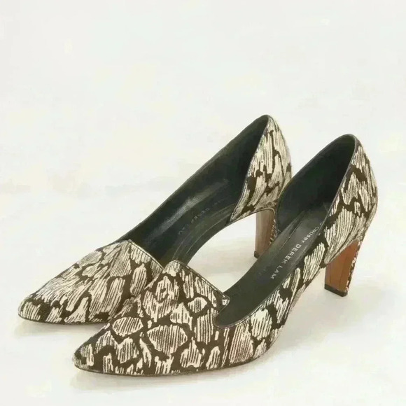 10 Derek Crosby Lam Abstract Animal Print Calf Pony Hair D’Orsay Heels - Picture 1 of 8